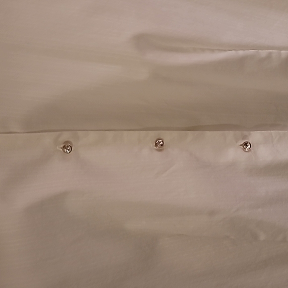 NWOT HTF  Express Stretch White Blouse with Tiny Rhinestone Buttons Seasonless - Picture 2 of 7